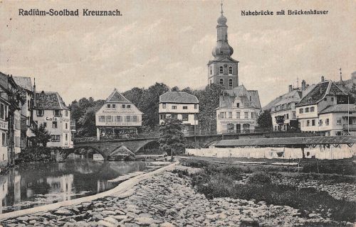 Bad Kreuznach Nahebrücke mit Brückenhäusern gl1920 197.251