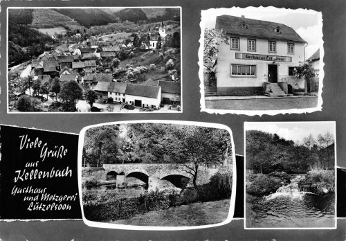 Kellenbach/Hunsrück Metzgerei Lützelsoon, Mehrbildkarte gl1964 197.383