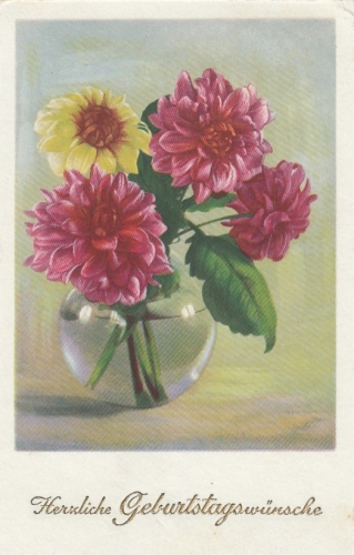 Geburtstag-Wünsche mit Blumenvase gl1934 E7433