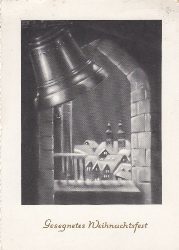 Weihnachten-Wünsche, Glockenturm über der Stadt gl1956 E7513