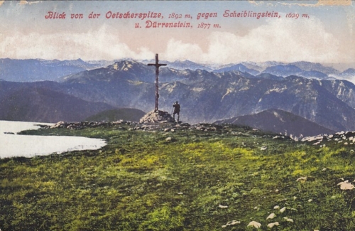 Oetscherspitze gegen Scheiblingstein und Dürrenstein glum 1910? E7754
