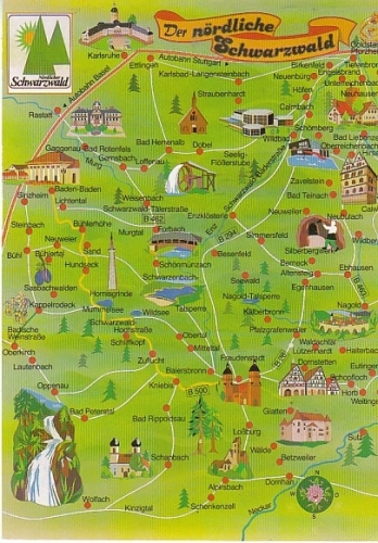 Der nördliche Schwarzwald Karten-Karte gl1985 C0184