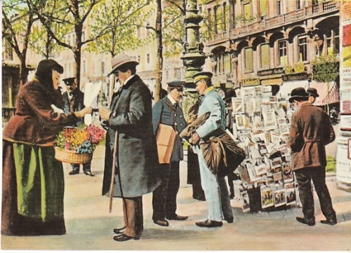 Alt-Berlin Unter den Linden Blumen Zeitungen ngl C1550