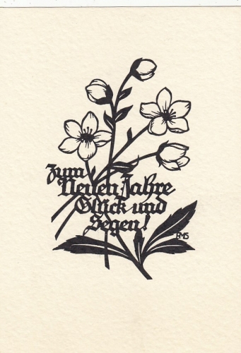 Neujahr-Wünsche, Scherenschnitt A.M.Schwindt ngl F2337