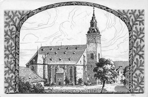 Schneeberg im Erzgebirge St. Wolfgangskirche Künstlerkarte ngl 197.771