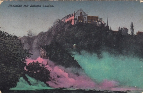 Rheinfall mit Schloß Laufen gl1918 F4582