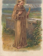 St.Franziscus, Litho mit Goldprägedruck gl1907 F9365