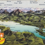 Bodensee-Panorama mit Angrenzer-Wappen gl1924 G0455