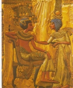ET Kairo, Ägypt.Museum, Back of King Tut-Ankh Amen's Throne ngl G0686