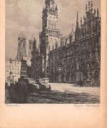 München Neues Rathaus Künstlerkarte Radierung gl1939 199.168