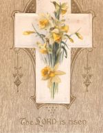 Motiv Religion Kreuz The Lord is risen Prägekarte Kreuz aus Stoff ngl 301.815
