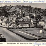Bad Orb Bahnhofsplatz mit Blick auf die Stadt gl1961 305.444