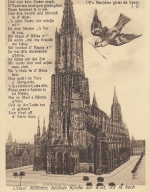 Ulm a.D., Münster, Spatz und Mundartgedicht ngl G3588