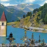 Winschgau, Turm des versunkenen Graun, Südtirol ngl G3785