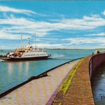 Bremerhaven, hafenmole mit Fährboot nach Blexen ngl G4096