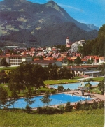 Bludenz, Vorarlberg, Haldenschwimmbad gegen Mondspitze gl1972 G4397