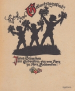 Geburtstag-Wünsche mit Kinder-Slhouette und Spruch ngl G4813