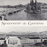 Genève/Genf, Ile J.J.Rousseau, Palais des Nations, Montblanc gl1954 G5212