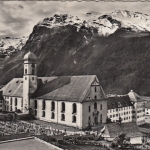 Engelberg, Klosterkirche mit Titlis, Obwalden gl1952 G5214
