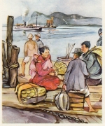 SANELLA-Bild China-Reisende auf einem Anleger ngl D9601