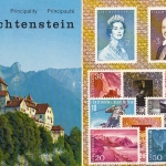 Liechtenstein Schloß Vaduz mit Falknis und Briefmarken ngl E1978