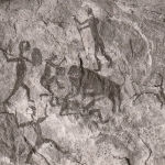 Löwenkampf-Szene, Wadi Torhoscht, Felsmalerei ngl E5371