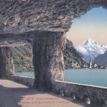 Axenstraße mit Vierwaldstättersee mit Flüelen und Bristenstock gl1927 E6017