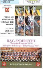 Sport-Fußball R.S.C. Anderlecht Kampioen 93-94 Seizoen 1994-1995 ngl 182.418