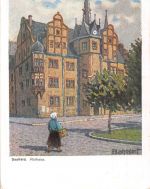 Saalfeld (Saale) Rathaus Künstlerkarte Rückseitig mit Zudruck ngl 184.825