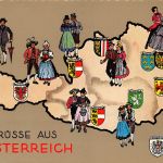 A Österreich Karte mit Bundesländer und Trachten ngl 188.012