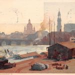 Dresden Elbpanorama Künstlerkarte sign. Kley gl1911 189.098