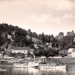 Rathen (Sächsische Schweiz) von der Elbe gesehen gl 191.083