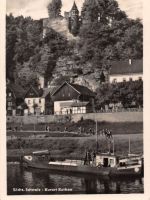 Rathen (Sächsische Schweiz) von der Elbe gesehen gl1952 191.084