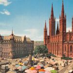 Wiesbaden Marktplatz mit Rathaus und Kirche gl1964 193.571