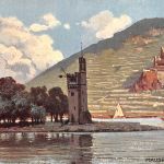 Bingen am Rhein Mäuseturm Ruine Ehrenfels Künstlerkarte ngl 195.401