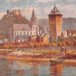 Oberwesel am Rhein Panorama Künstlerkarte ngl 195.429