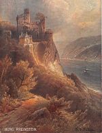 Burg Rheinstein Panorama Künstlerkarte ngl 195.469