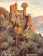 Burg Rheinstein Panorama Künstlerkarte ngl 195.470
