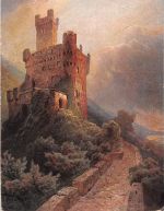 Burg Rheinstein Panorama Künstlerkarte ngl 195.472