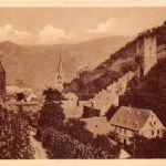 Bacharach am Rhein Panorama mit rückseitigen Zudruck ngl 195.537