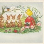 Ostern-Wünsche mit Häschen-Quartett gl1958 E6685