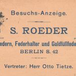 Reklame Besuchsanzeige S. Roeder Original Bremer Börsenfeder gl1924 196.557