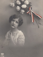 Geburtstag-Wünsche Dame mit Blumengebinde gl1917 E7430
