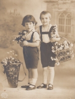 Geburtstag-Wünsche Kinder mit Blumenkörben gl1908? E7434