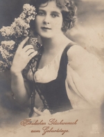 Geburtstag-Wünsche mit junger Dame gl1915 E7895