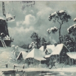 Weihnachten-Wünsche aus dem Dorfe mit Windmühle gl1905 E7912