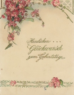 Geburtstag-Wünsche mit Blumengebinde glum 1910? E8217