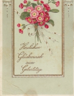 Geburtstag-Wünsche mit Blumenstrauß gl1912 E8220