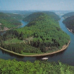 Saarschleife, Blick von der Cloef auf die große Saarschleife bei Mettlach-Orscholz ngl F0969