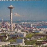 Space Needle and Mont Rainier near Seattle, Washington ngl F1759